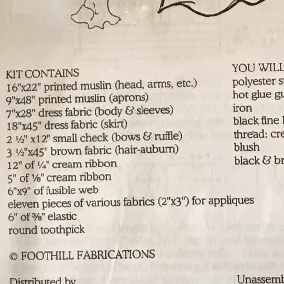 🐈OKC🐈 NWT Susannah Doll & Apron Kit - Picture 8 of 8